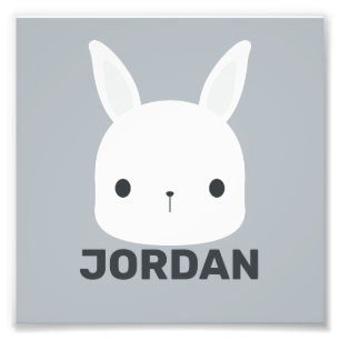 Cute Little Bunny Rabbit with Personalised Name Ph Photo Print