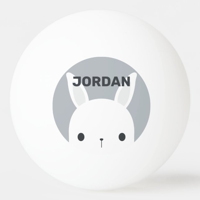 Cute Little Bunny Rabbit with Personalised Name Ping Pong Ball (Front)