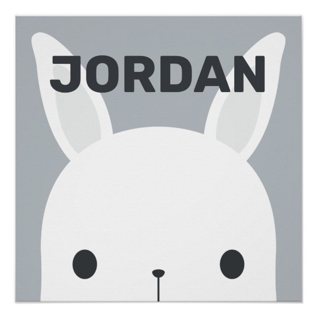 Cute Little Bunny Rabbit with Personalised Name Poster (Front)