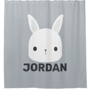 Cute Little Bunny Rabbit  with Personalised Name Shower Curtain