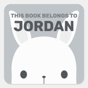 Cute Little Bunny Rabbit with Personalised Name Square Sticker