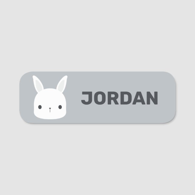 Cute Little Bunny Rabbit with Personalised Name Tag (Front)