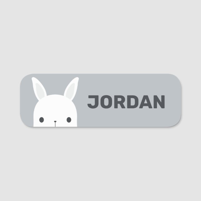 Cute Little Bunny Rabbit with Personalised Name Tag (Front)