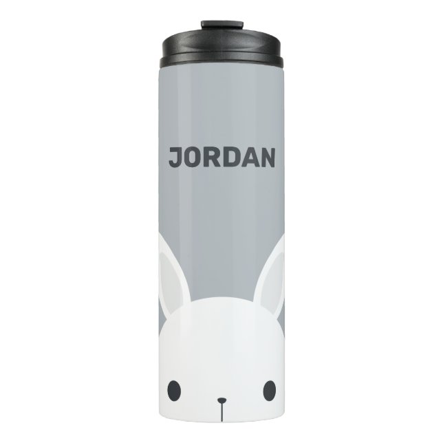 Cute Little Bunny Rabbit with Personalised Name Thermal Tumbler (Front)