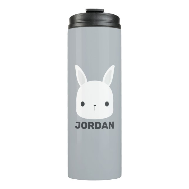 Cute Little Bunny Rabbit with Personalised Name Thermal Tumbler (Front)