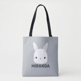Cute Little Bunny Rabbit with Personalised Name Tote Bag