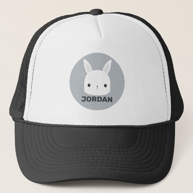 Cute Little Bunny Rabbit with Personalised Name Trucker Hat (Front)