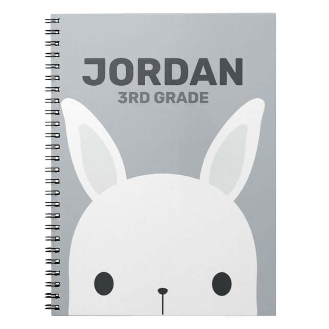 Cute Little Bunny Rabbit with Personalized Name Notebook (Front)
