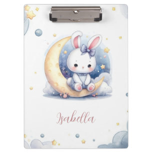 cute little bunny sitting on the moon clipboard