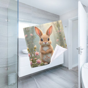 Cute little bunny surrounded by flowers, kids wash cloth