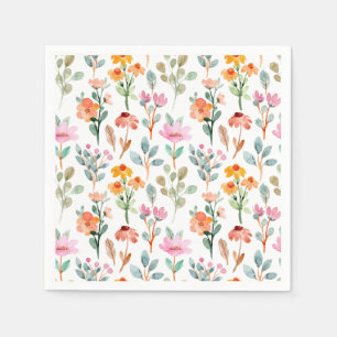 Cute Little Bunny Wildflowers Baby Shower  Napkin