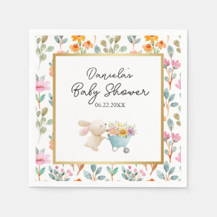 Cute Little Bunny Wildflowers Baby Shower  Napkin