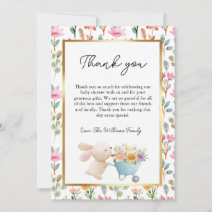 Cute Little Bunny Wildflowers Baby Shower Thank You Card