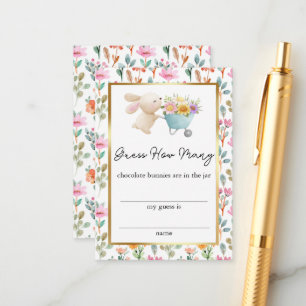 Cute Little Bunny Wildflowers Guess How Many  Enclosure Card