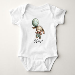 Cute Little Bunny with Balloon Baby Bodysuit