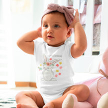 Cute little bunny with flowers personalised girl