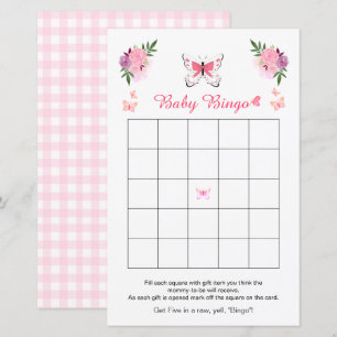 Cute Little Butterfly Baby Shower Bingo Game 