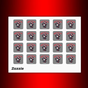 Cute little Camo Guy - Red, Black & White Square Sticker