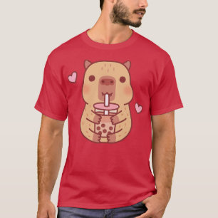 Cute Little Capybara Loves Bubble Tea T-Shirt