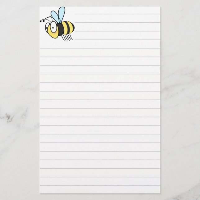 Cute Little Cartoon Bumble Bee Stationary Stationery (Front)