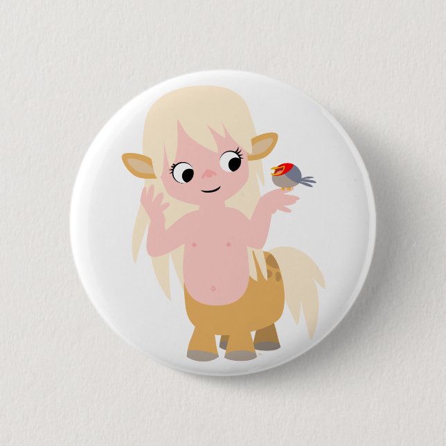 Cute Little Cartoon Centauress Button Badge (Front)