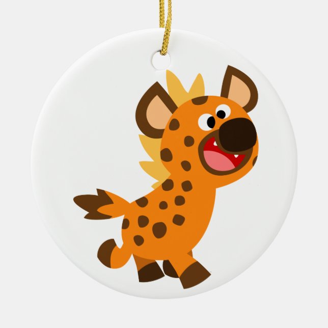 Cute Little Cartoon Hyena Ornament (Front)