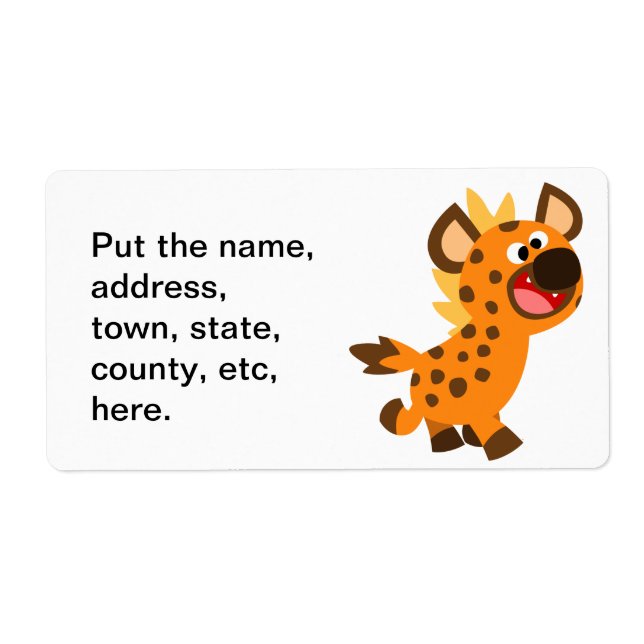 Cute Little Cartoon Hyena Shipping Label (Front)