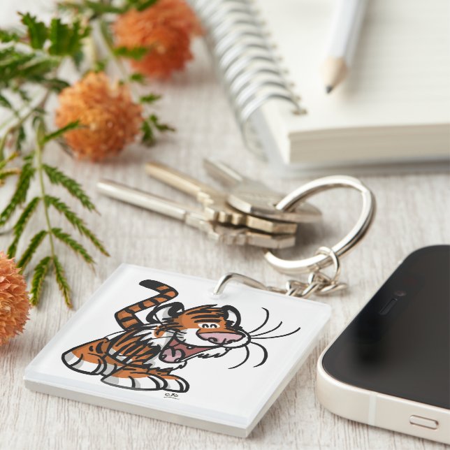 Cute Little Cartoon Tiger Acrylic Keychain (Front Right)