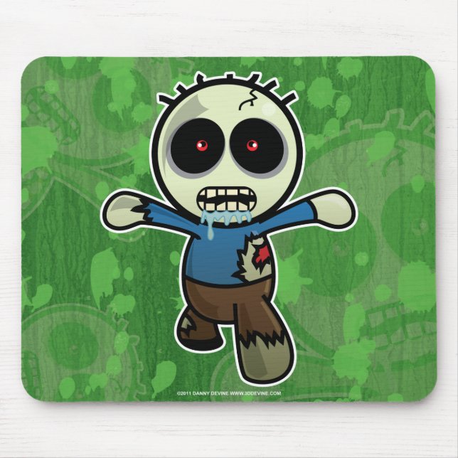 Cute Little Cartoon Zombie Mouse Mat (Front)