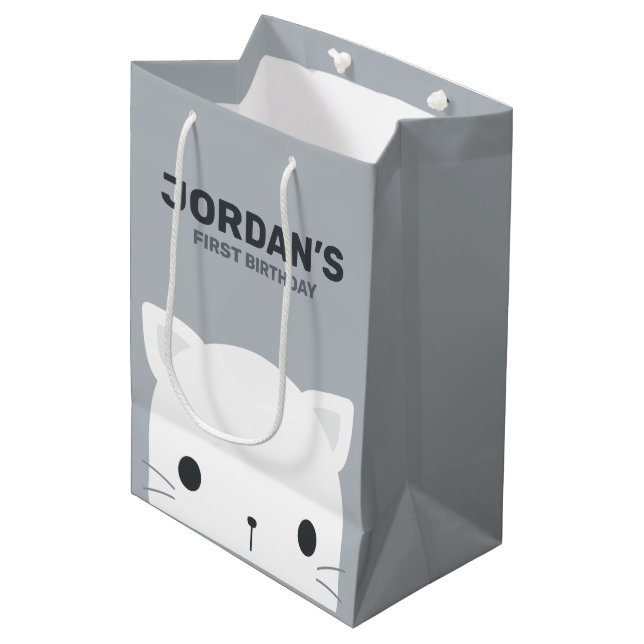 Cute Little Cat Birthday  Medium Gift Bag (Front Angled)