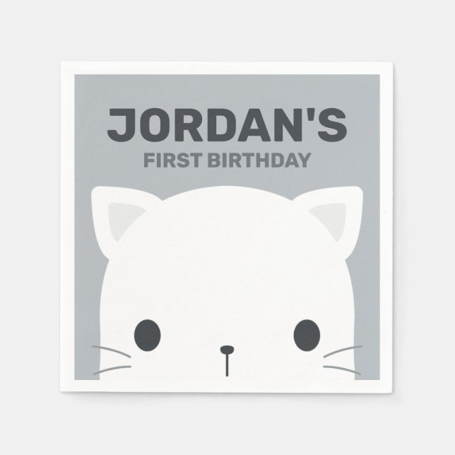 Cute Little Cat Birthday Napkins (Front)