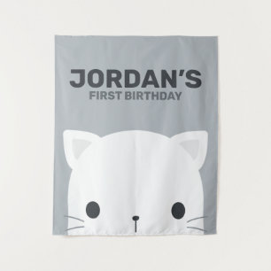 Cute Little Cat Birthday Tapestry