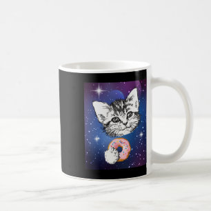 Cute Little Cat Eating A Doughnut In Space Animal Coffee Mug