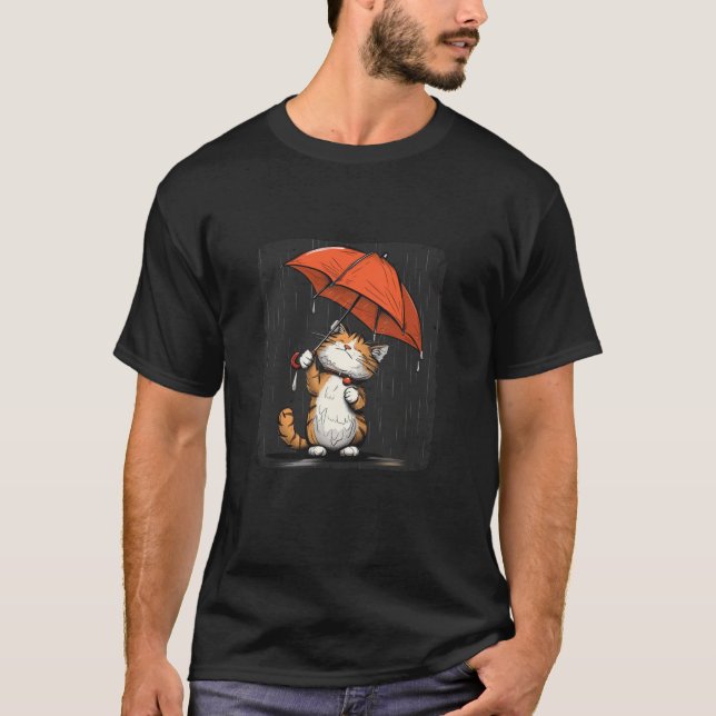 Cute little Cat under red Umbrella Costume T-Shirt (Front)