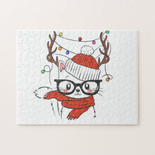 Cute little cat with deer horns jigsaw puzzle