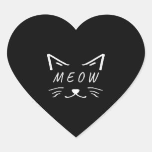 cute little cat with meow face heart sticker