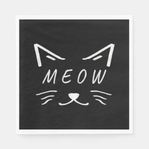 cute little cat with meow face napkin