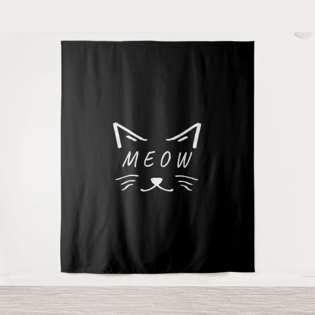 cute little cat with meow face tapestry (Front)