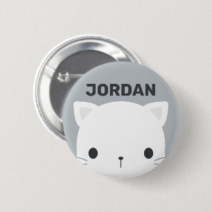 Cute Little Cat with Personalised Name 6 Cm Round Badge