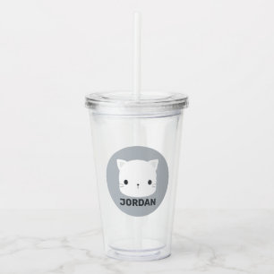 Cute Little Cat with Personalised Name Acrylic Tumbler