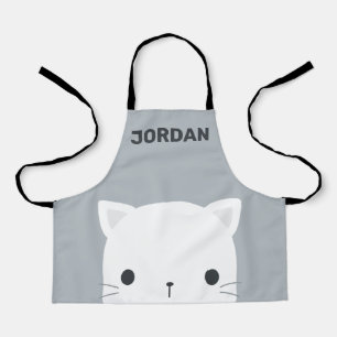 Cute Little Cat with Personalised Name Apron