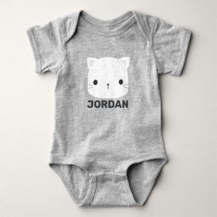 Cute Little Cat with Personalised Name Baby Bodysuit
