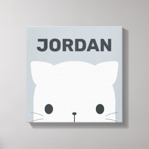 Cute Little Cat with Personalised Name Canvas Print