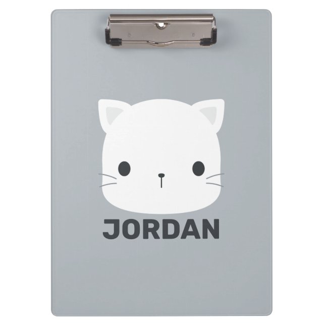 Cute Little Cat with Personalised Name Clipboard (Front)