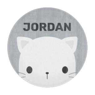 Cute Little Cat with Personalised Name Cutting Board