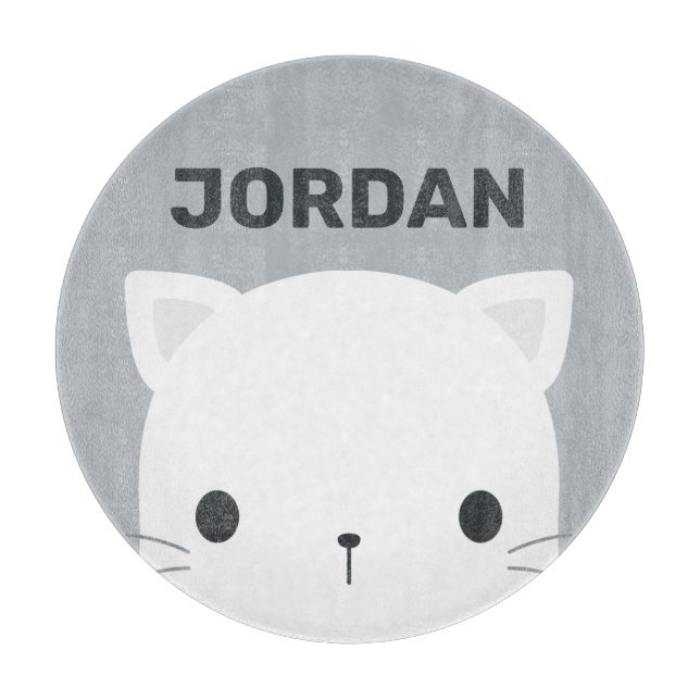Cute Little Cat with Personalised Name  Cutting Board (Front)