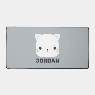 Cute Little Cat with Personalised Name Desk Mat