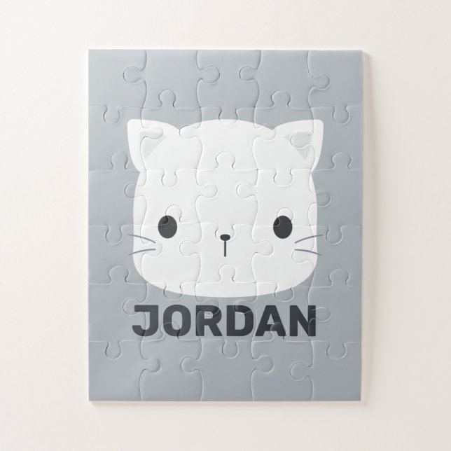 Cute Little Cat with Personalised Name Jigsaw Puzzle (Vertical)