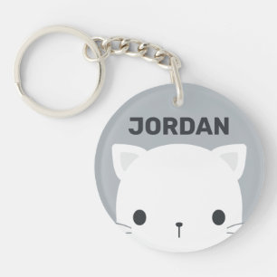 Cute Little Cat with Personalised Name Key Ring