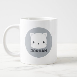 Cute Little Cat with Personalised Name Large Coffee Mug